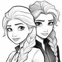 Anna e Elsa - Página para colorir Frozen