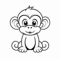Sevimli Maymun Boyama Sayfası