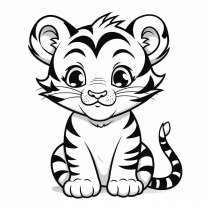Sweet tiger as a coloring template