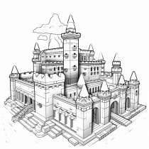 Minecraft-kasteel gratis om in te kleuren