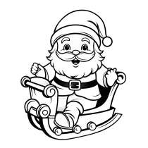 Imprimir gratis el dibujo para colorear de Papá Noel con su trineo.
