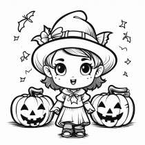 Modelo de bruxa para colorir no Halloween e imagens para colorir gratuitas.