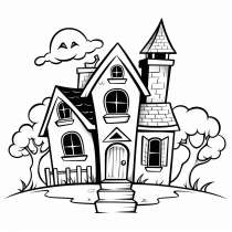Halloween house coloring template free coloring pages