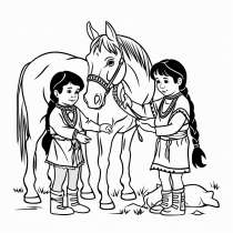 Χρωματίστε δωρεάν μια εικόνα με Ινδιάνο και άλογο