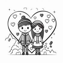 Valentine's Day couple as coloring template