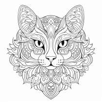 Kedi Mandala boyama sayfası