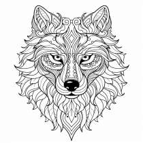 Wolf Mandala como plantilla para colorear