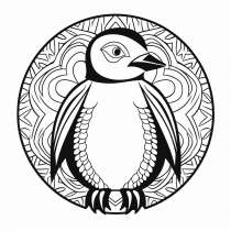 Mandala tučňáka jako malovací šablona
