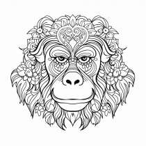 Monkey mandala as a coloring template