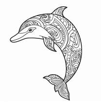 Delfiini-mandala värityskuva