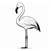 Einzelner Flamingo als Malvorlage