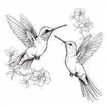 Two hummingbirds as a coloring template