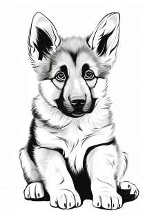 ドイツのシェパード犬の塗り絵