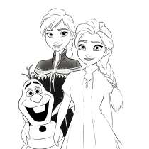 Anna, Elsa ja Olaf värityskuvina