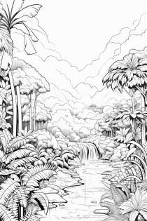 Forêt tropicale comme modèle de coloriage