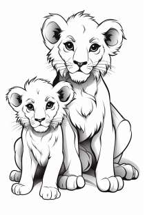 Bébés lions comme modèle de coloriage