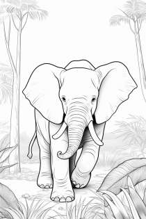 Elefant i regnskogen som målarbild