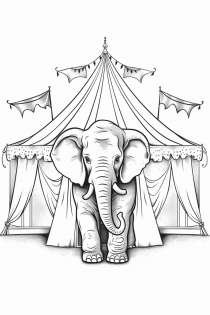 Elefante no circo como modelo para colorir