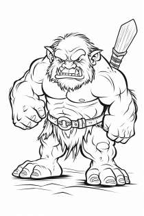 Orc with Club as Coloring Template