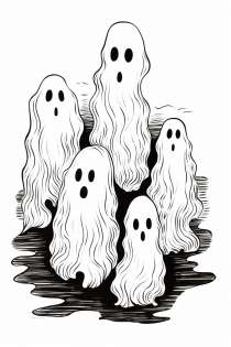 Scary Ghosts as Coloring Template