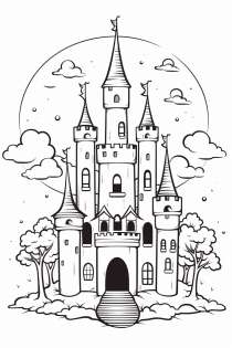 Spooky Castle Coloring Page
