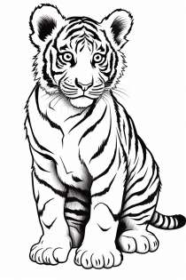 Tigerunge som målarbild