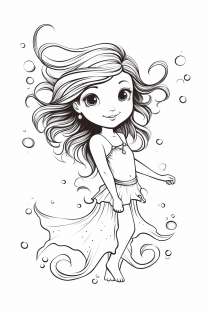 Mermaid with Starfish as Coloring Template