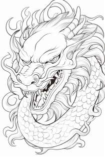 Dragon chinois comme modèle de coloriage