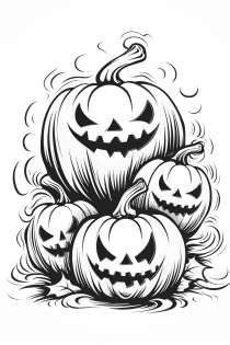 Scary Pumpkin Ghosts as Coloring Template