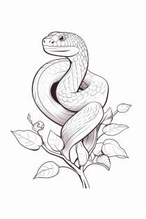 Käärme oksalla värityskuva