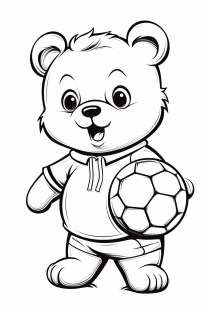 Bear playing ball coloring page