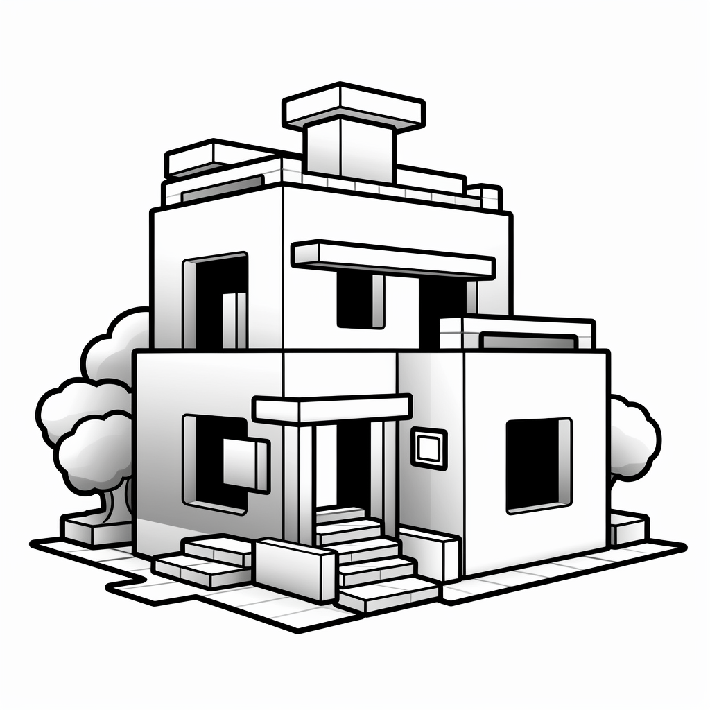 Minecraft Haus kostenlos zum ausmalen Ausmalbilder und Malvorlagen für  Kinder kostenlos downloaden!