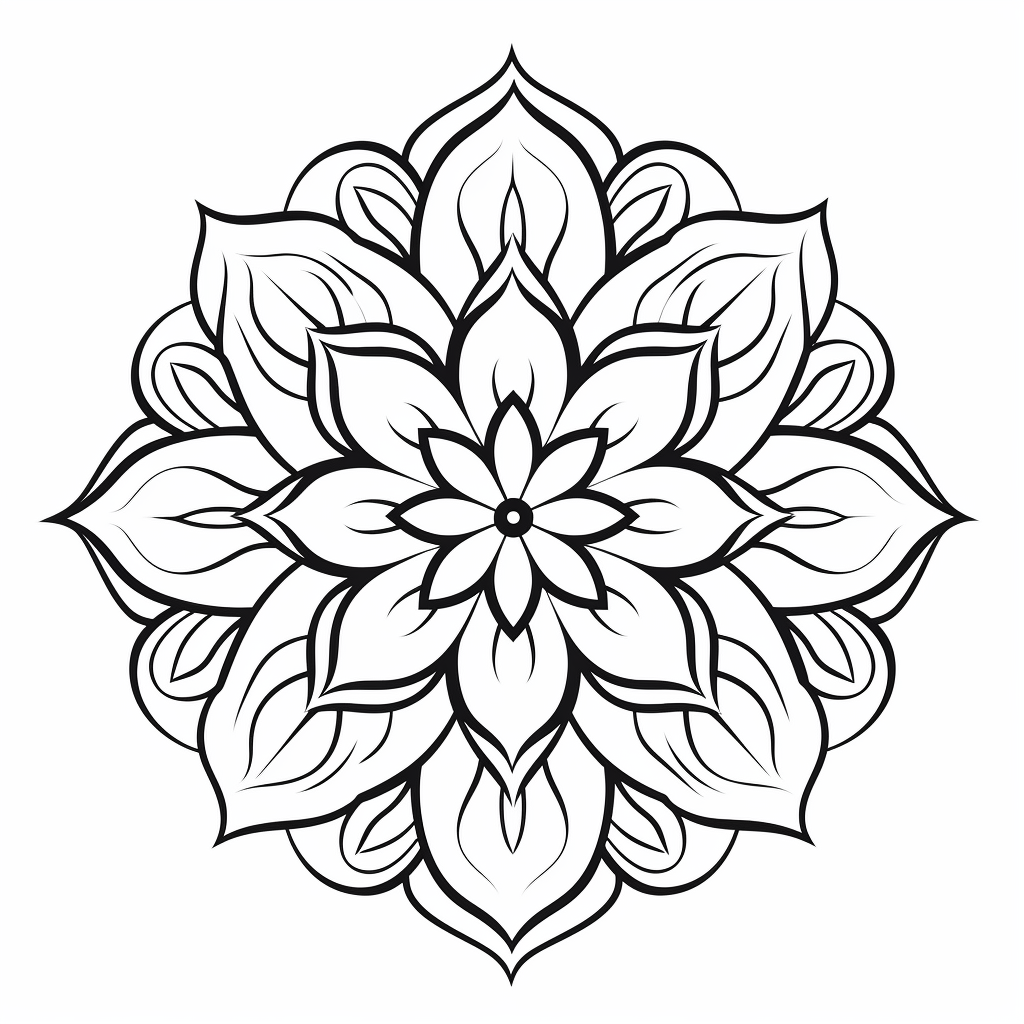 Dibujo para colorear para adultos mandala y flores tropicales.