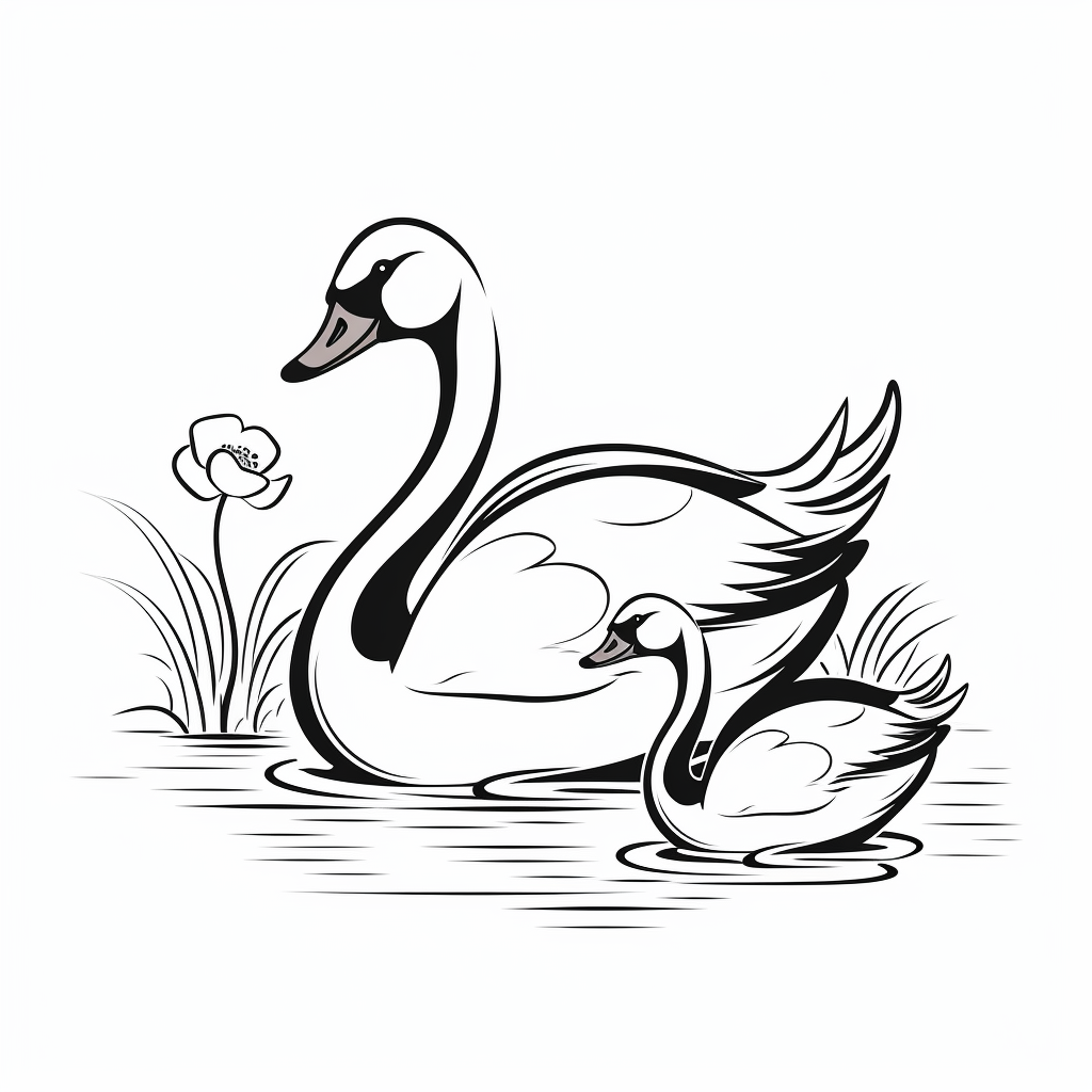 Раскраска - Лебеди на озере