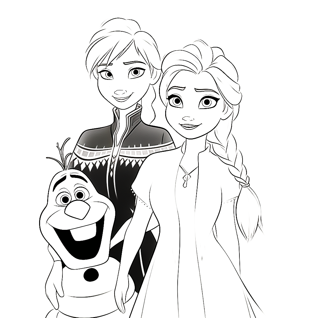 Coloriage - Elsa et Anna comme un enfant