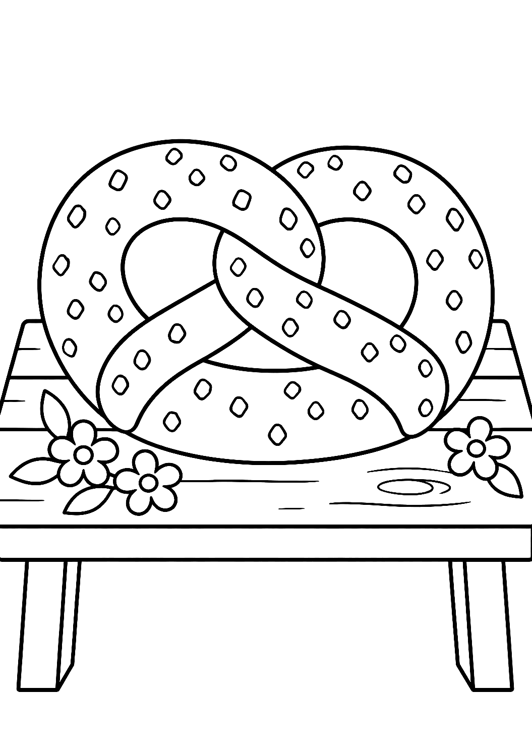 Krakeling op de Oktoberfest-tafel als kleurplaat – kleurplaat om af te drukken