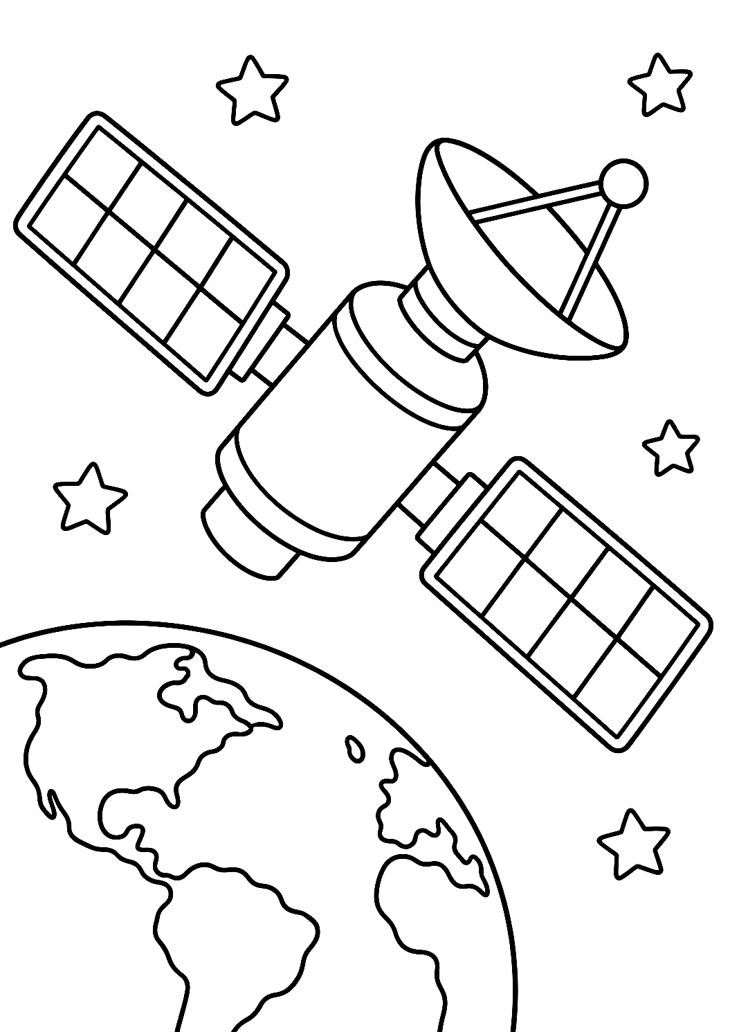 Satélite para colorear – dibujo para colorear e imprimir