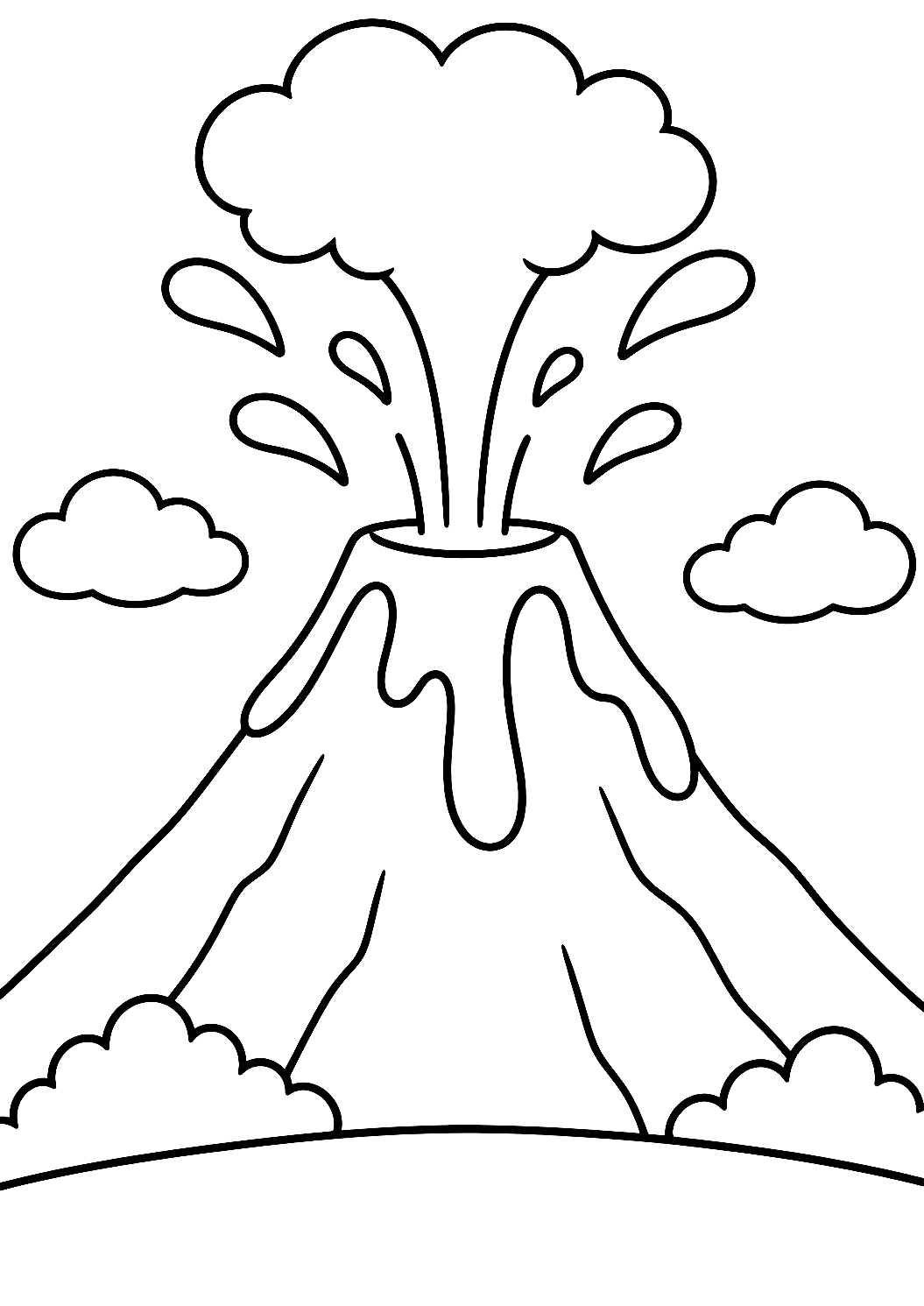 Vulcão para colorir como página de colorir – desenho para colorir para imprimir