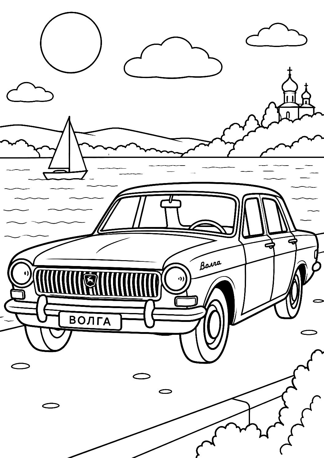 Volga als Malvorlage – Ausmalbild zum Ausdrucken