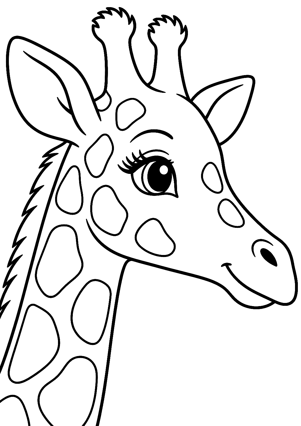 Giraffenkopf im Profil als Malvorlage – Ausmalbild zum Ausdrucken