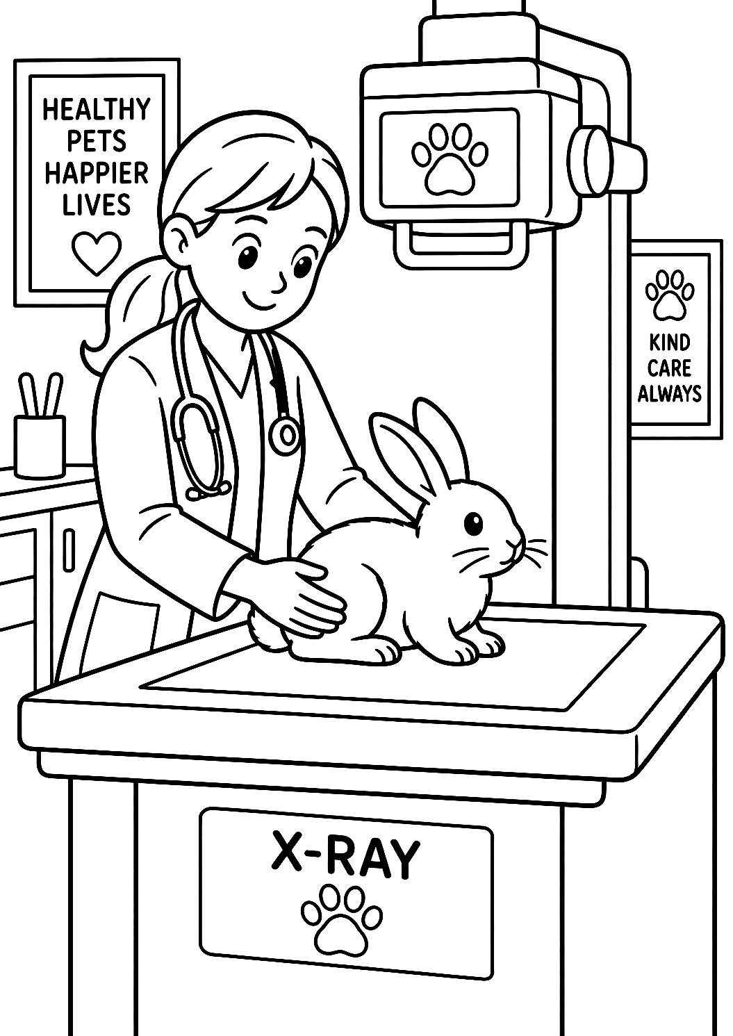 Vet X-Rays a Rabbit Coloring Page – printable coloring page