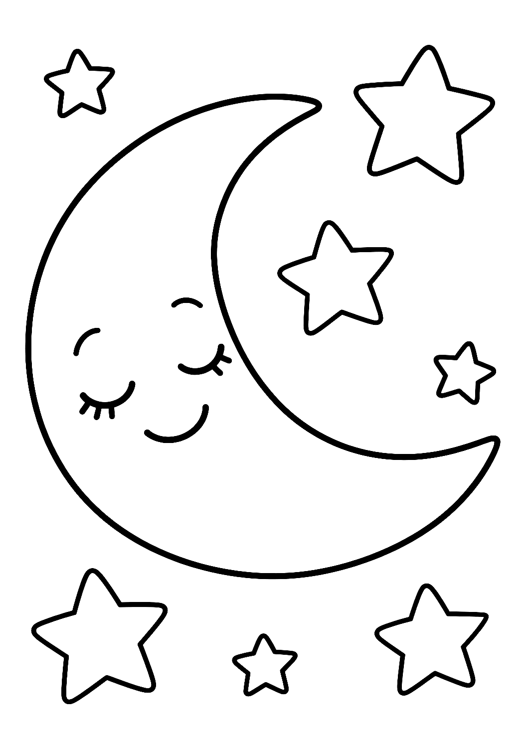 Luna con estrellas para colorear – dibujo para colorear e imprimir