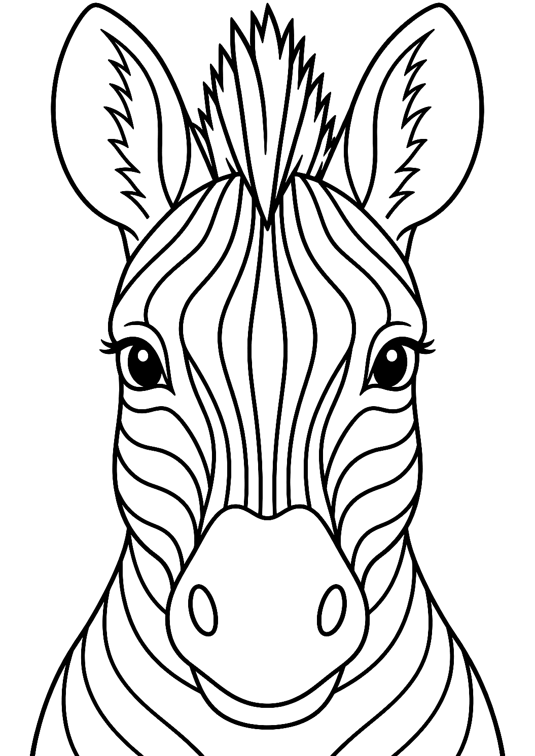 Portrait de Tête de Zèbre à Colorier – coloriage à imprimer