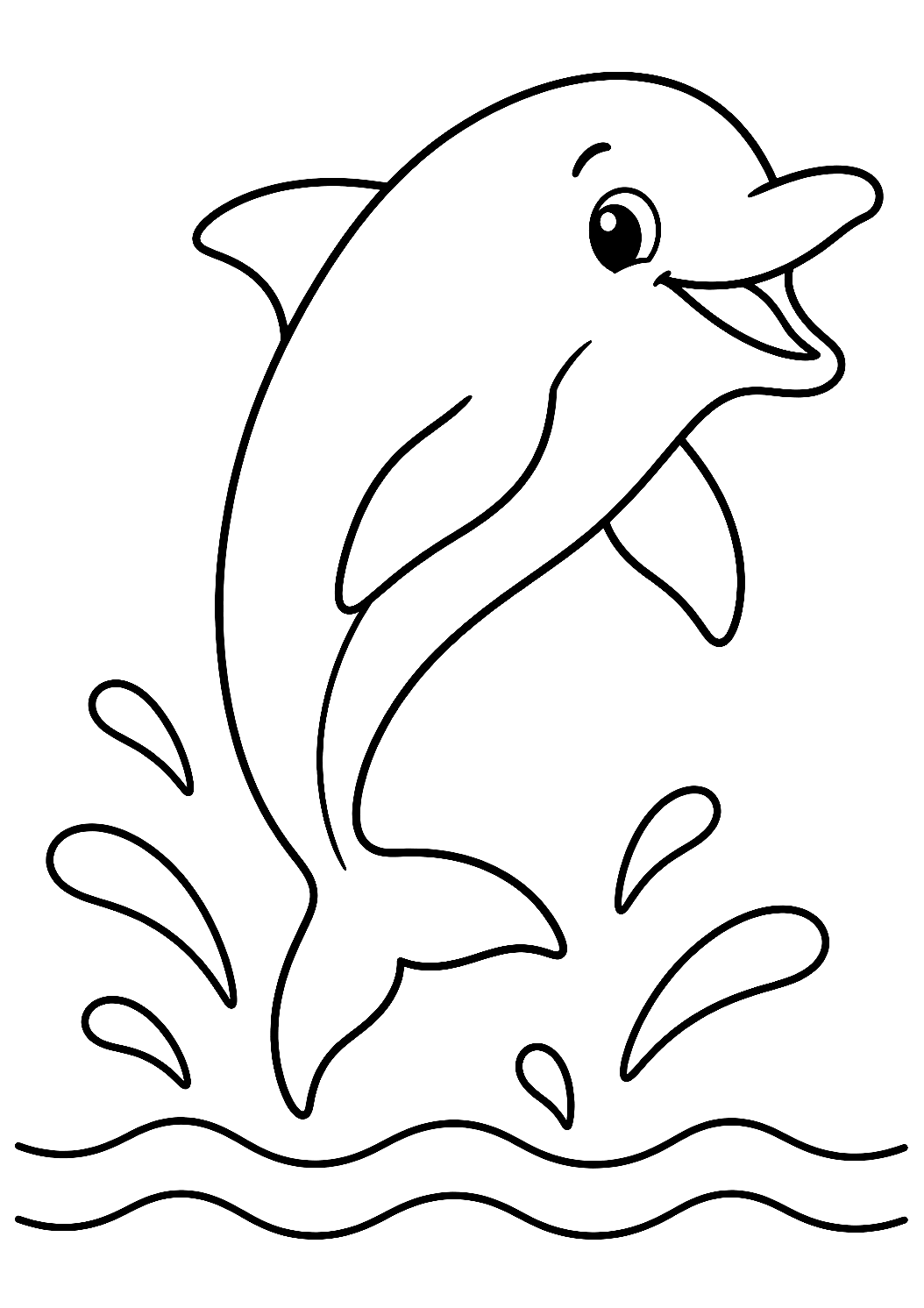 Tanzender Delfin als Malvorlage – Ausmalbild zum Ausdrucken