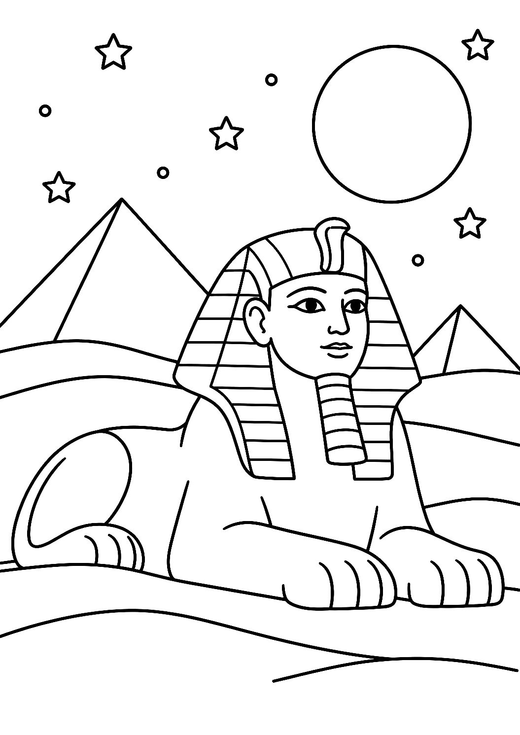 Sphinx au clair de lune à colorier – coloriage à imprimer