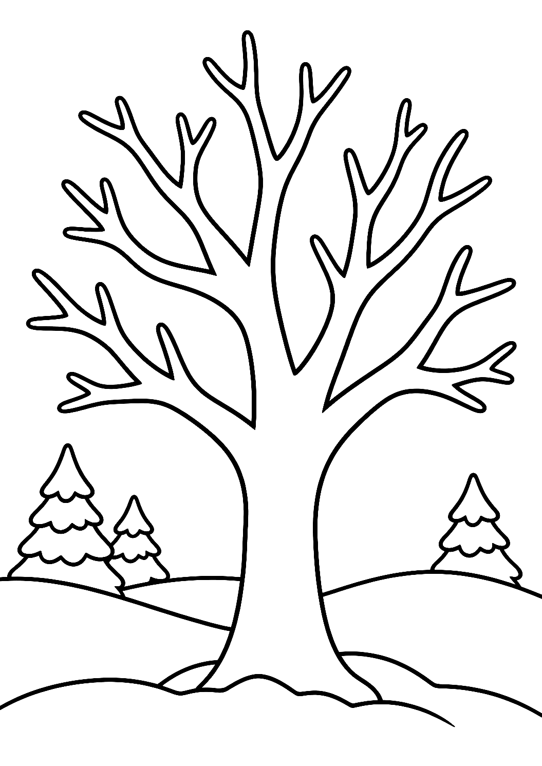 Tree in Winter Coloring Page – printable coloring page