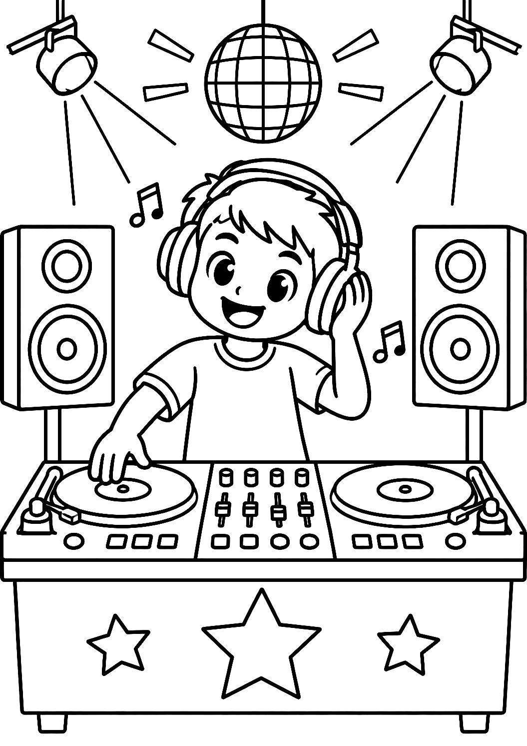 派对上打碟的DJ涂色页 – 可打印的涂色图