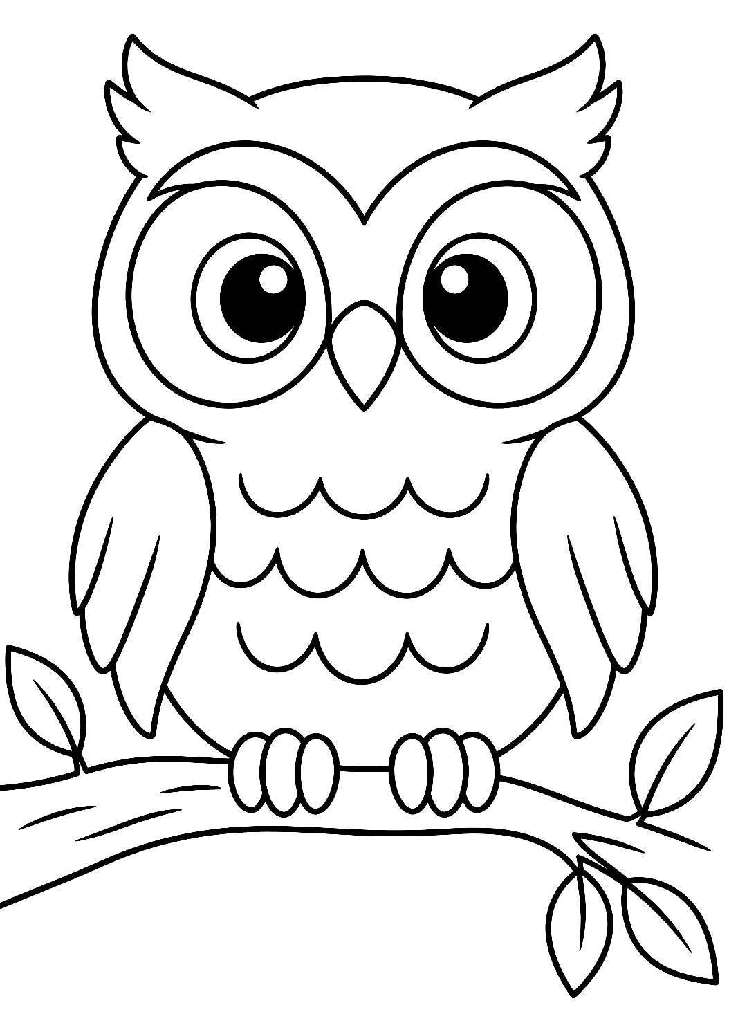 Coruja pousada num ramo para colorir – desenho para colorir para imprimir