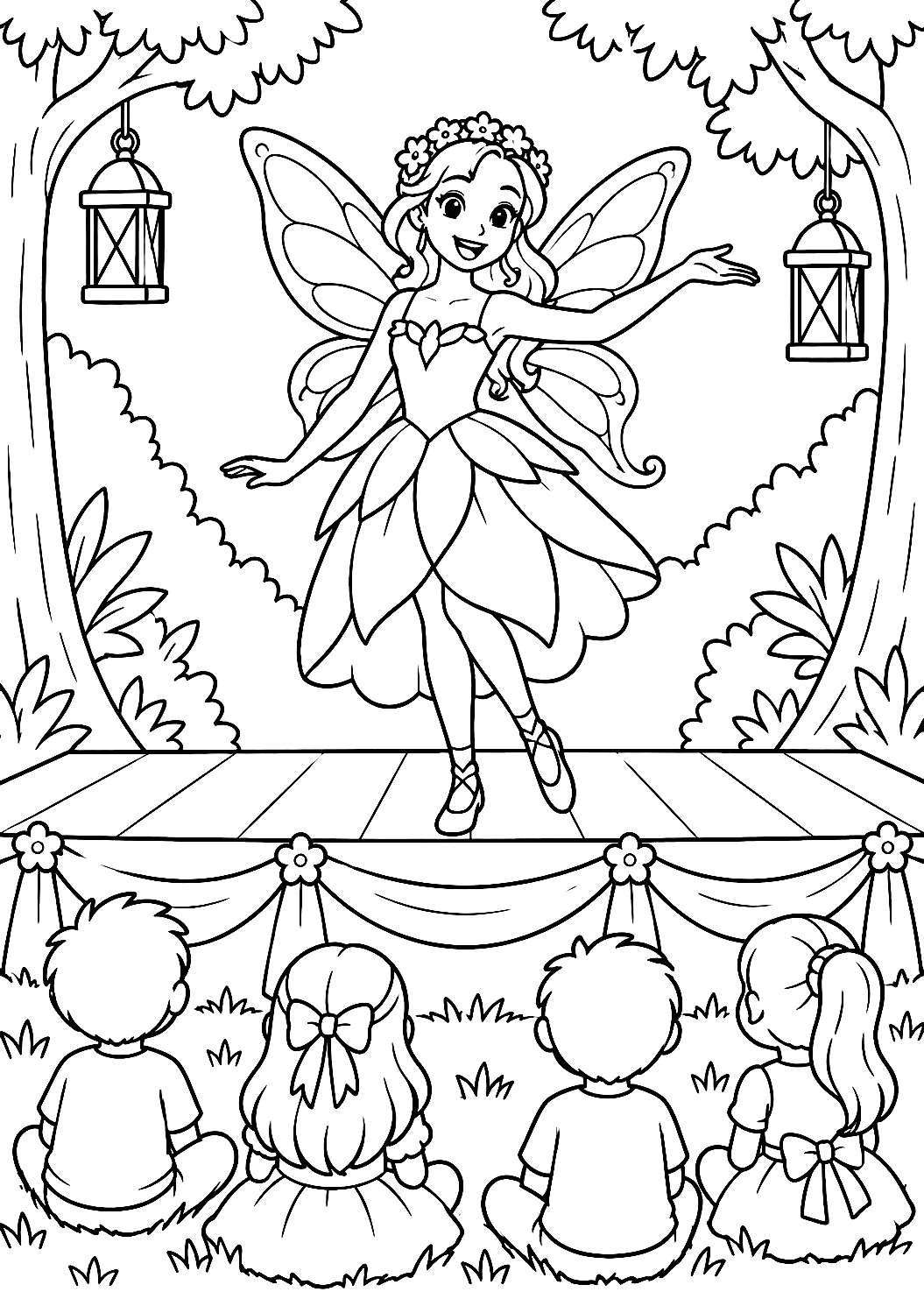 Actriz como Hada en el Teatro del Bosque para Colorear – dibujo para colorear e imprimir