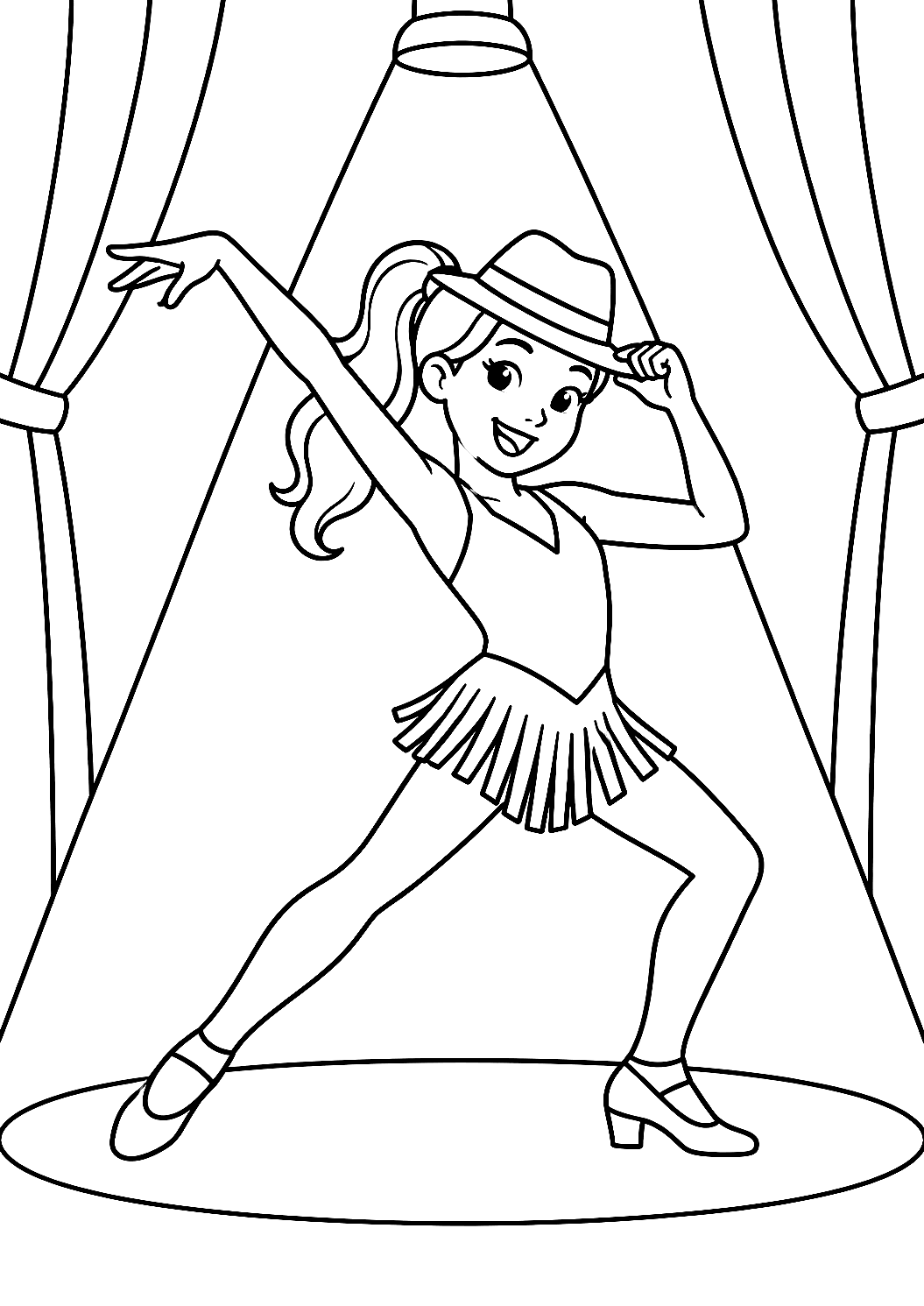 Danseuse de Jazz sous les Projecteurs à Colorier – coloriage à imprimer